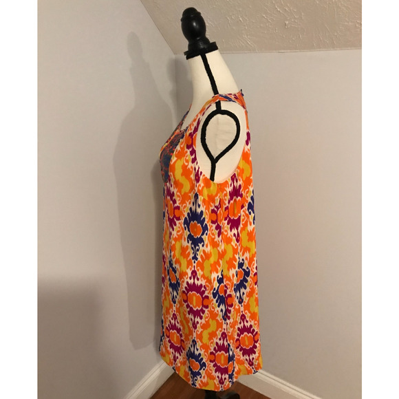 Anthropologie Floreat Kaleidoscope Print Silk Sequin Shift Dress - Size 10 - Picture 3 of 12